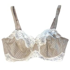 Paramour by Felina Stripe Delight Full Figure Unlined Demi Bra 38DD Romantic